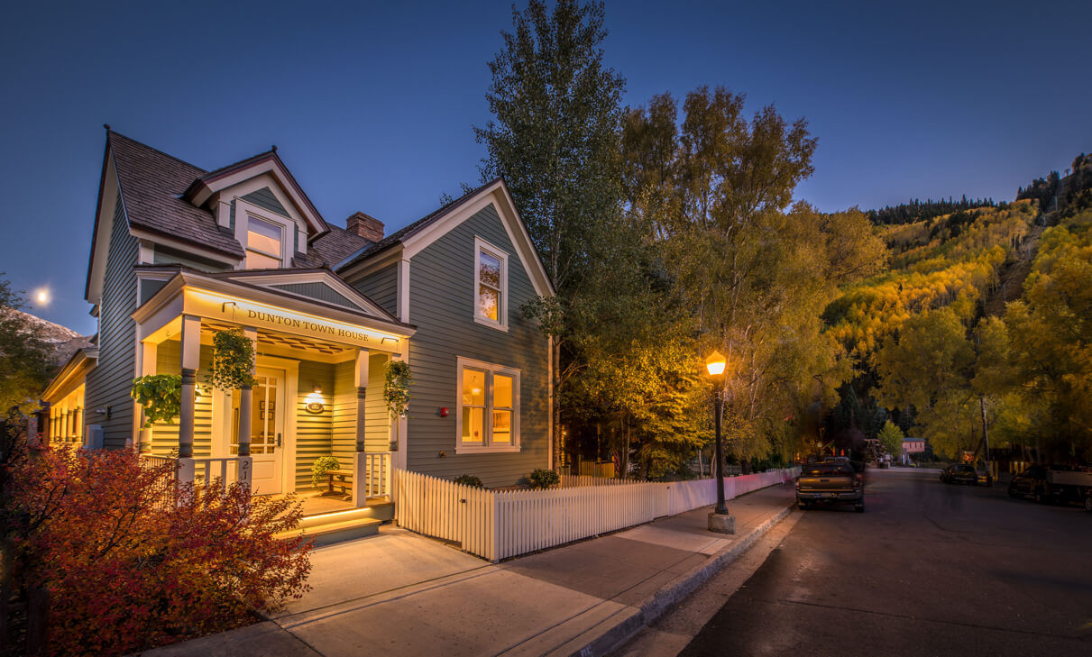 Dunton Town House at dusk