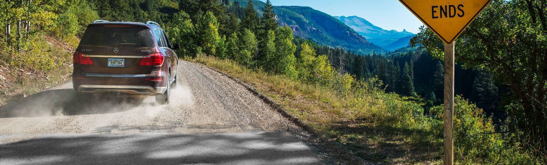 Car driving along Colorado roads