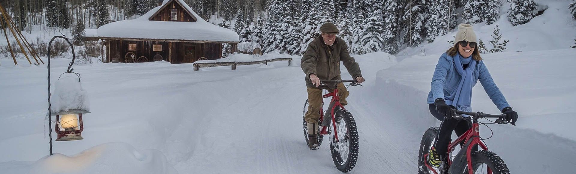 Riding a bike in snow