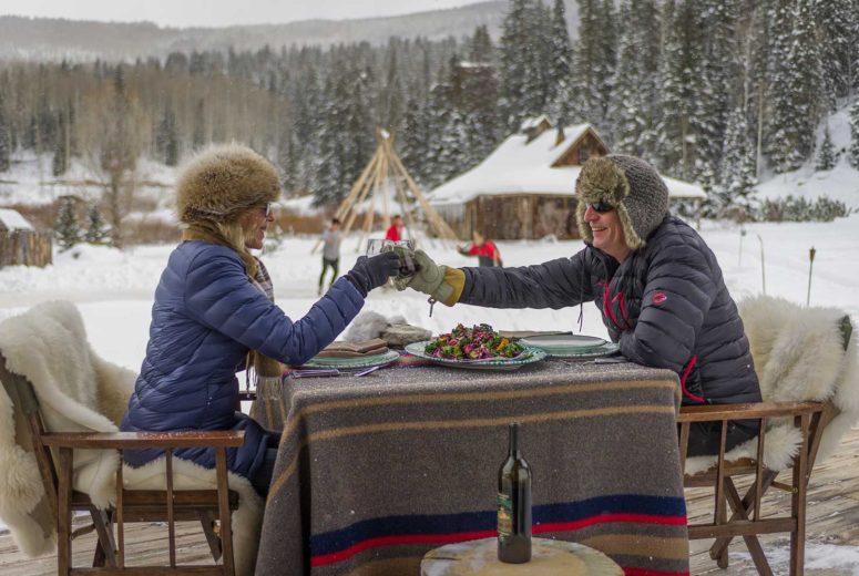 Romatic winter luch outside