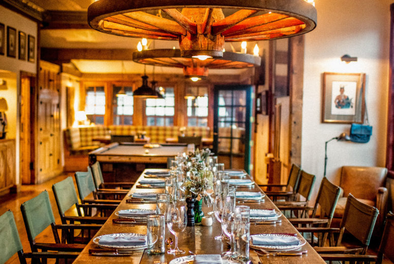 Dining table in saloon